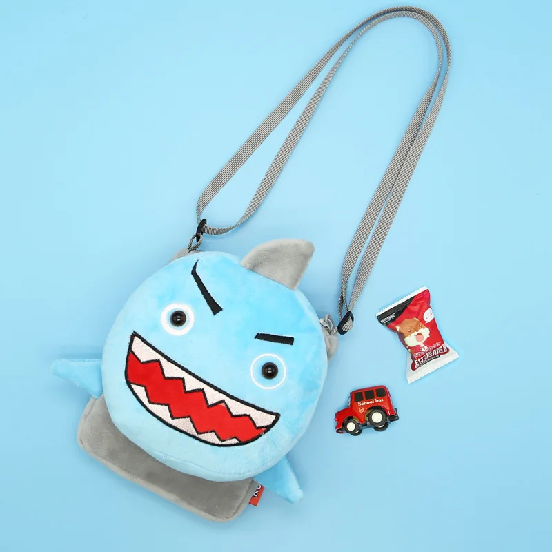 Новинка, 3D плюшевая сумка-мессенджер с животными, сумка для игрушек, сумка для детского сада, милая мультяшная сумка для девочек, рюкзак для мобильного телефона с изображением акулы и панды - Цвет: Фиолетовый