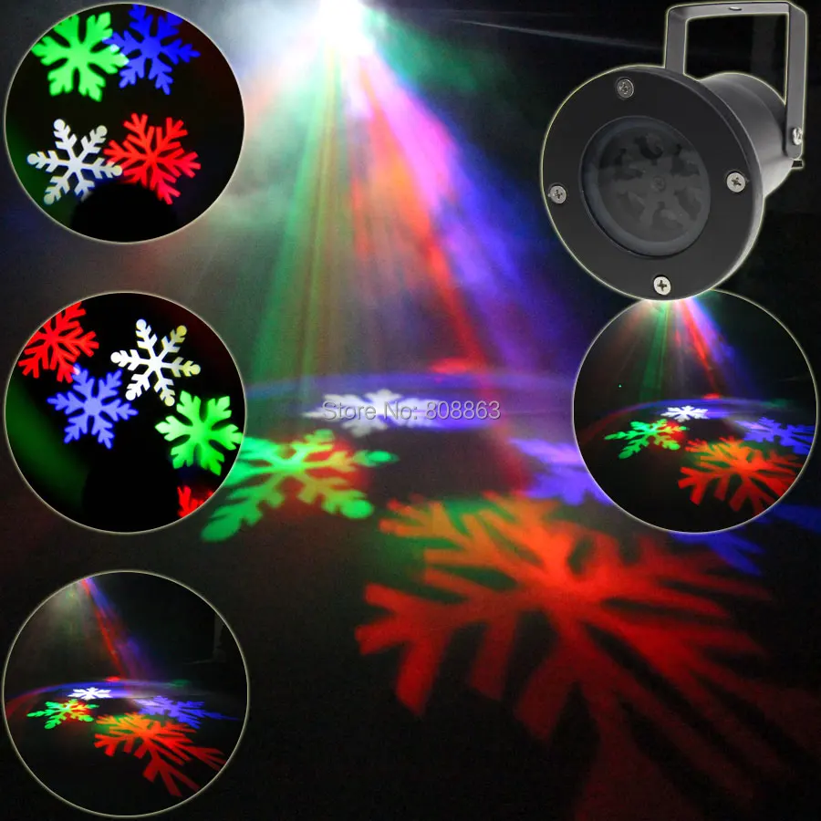 Al aire libre blanco RGB LED de nieve de Navidad patrón proyector