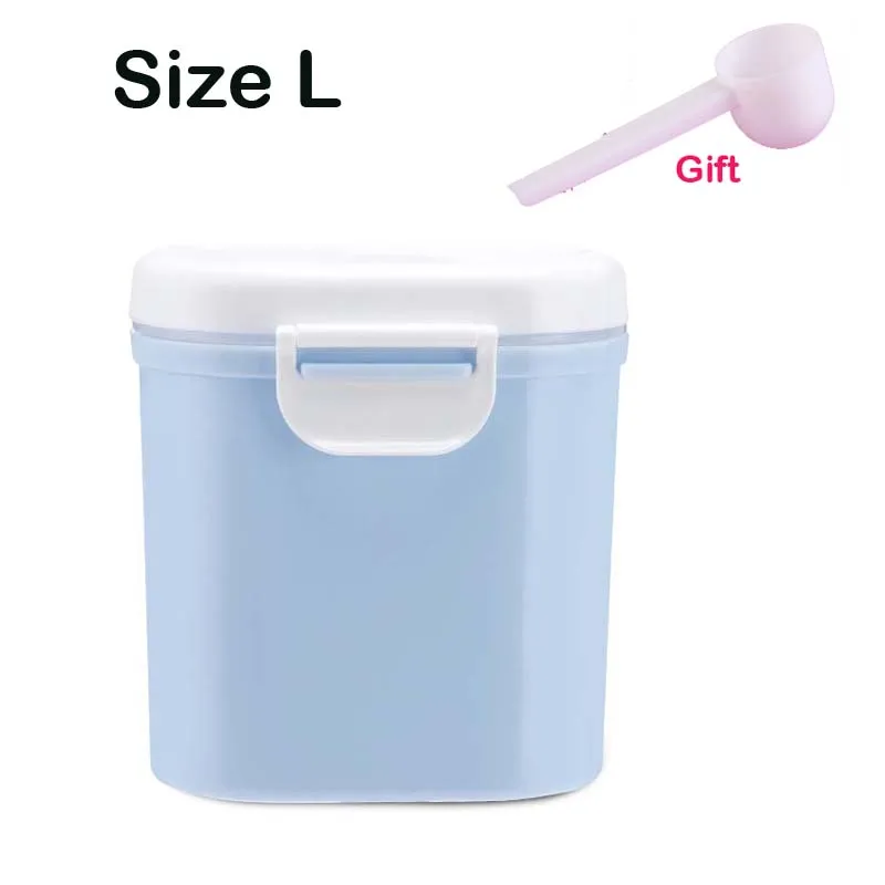 Baby's Independent Compartment Portable Milk Powder Storage Box Infant Unisex Snacking Travel Storage Box - Цвет: Blue Size L