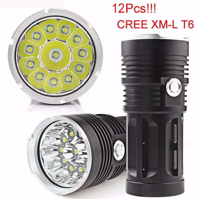 Горячая Распродажа супер яркий 38000LM 15x CREE XM-L T6 светодиодный факел 4x18650 охотничий свет лампы 3 режима одноцветное авиационного алюминия 15 - Цвет: 12 LED