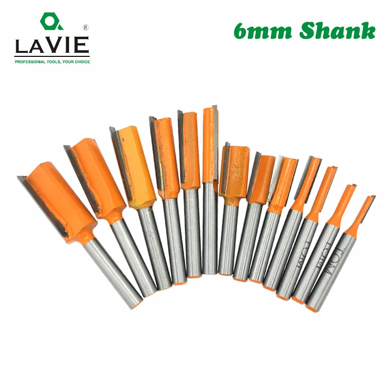 LAVIE 1pc 6mm Shank Straight Bit Tungsten Carbide Single Double Flute