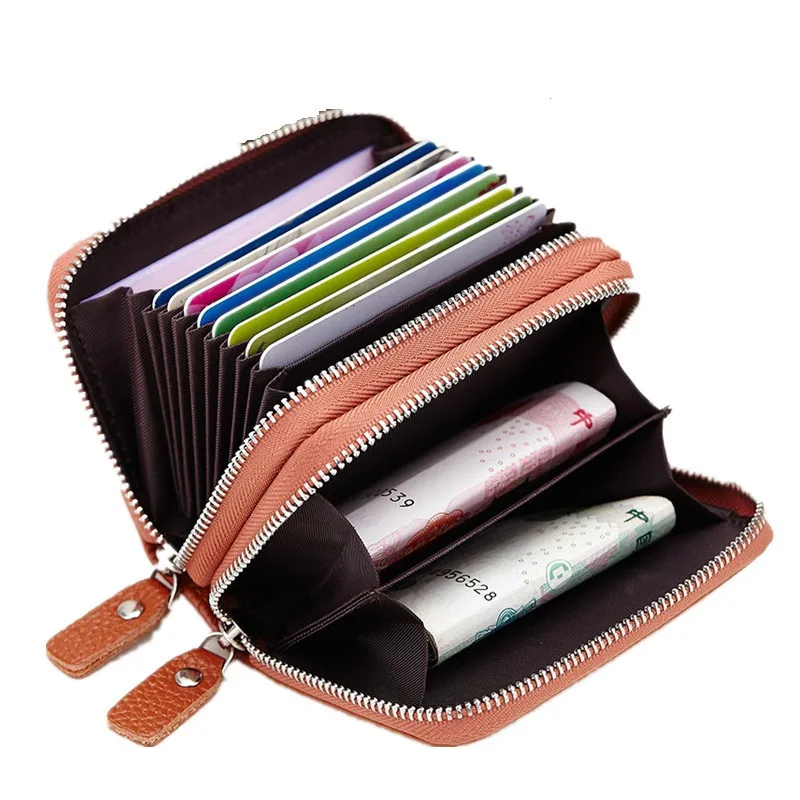 Genuine Leather Credit Card Holder ID Card Wallet Business Card Holder Coin Bags