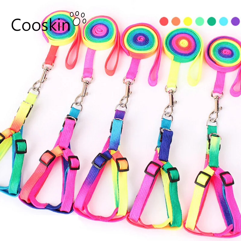 1.5cm 1.0cm colorful rope chest harness dog leash rope chain rainbow No