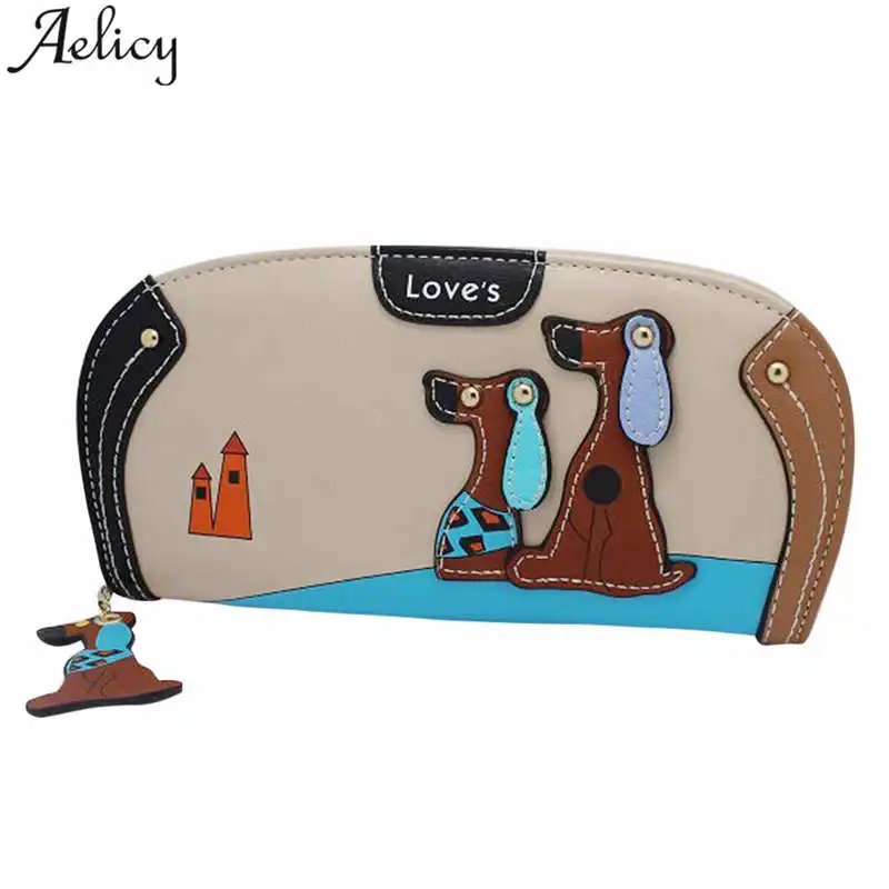 

Aelicy Luxury Cute Long Wallet Women PU Leather Cartoon Dog Wallets Lady Clutch Zipper Large Capacity Card Holder Female Change