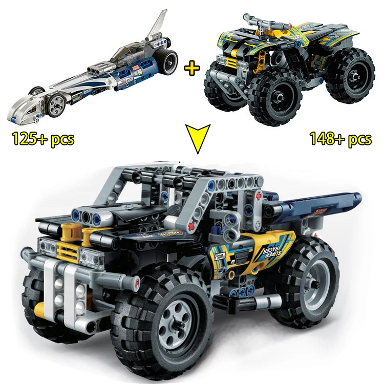 Decool Pull Back Technic Car moto cycle Racer MOC Truck DIY строительные блоки детские игрушки для детей