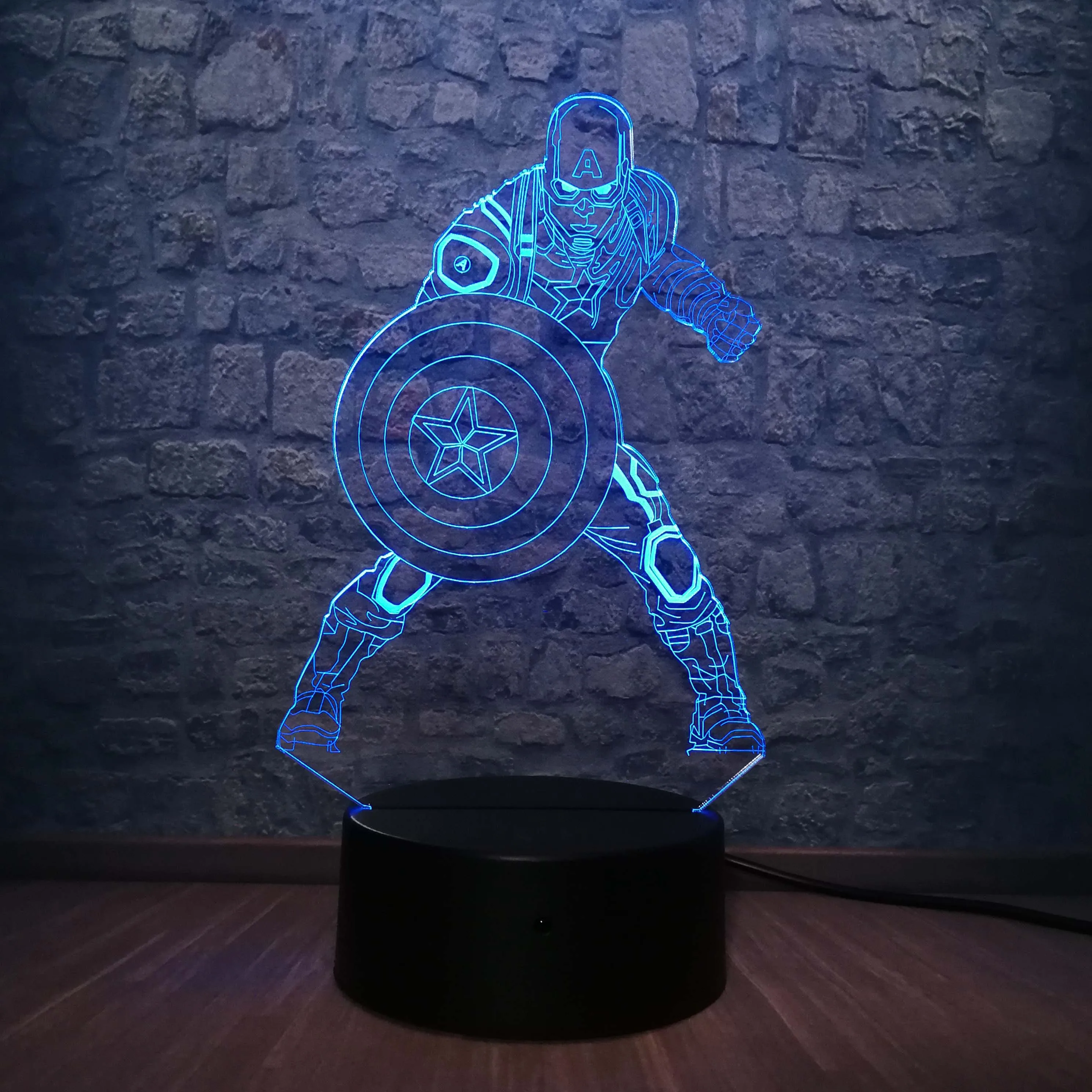 Marvel Movie Captain America Shield figing 3D светодиодный Светильник настольный ночник иллюзионный