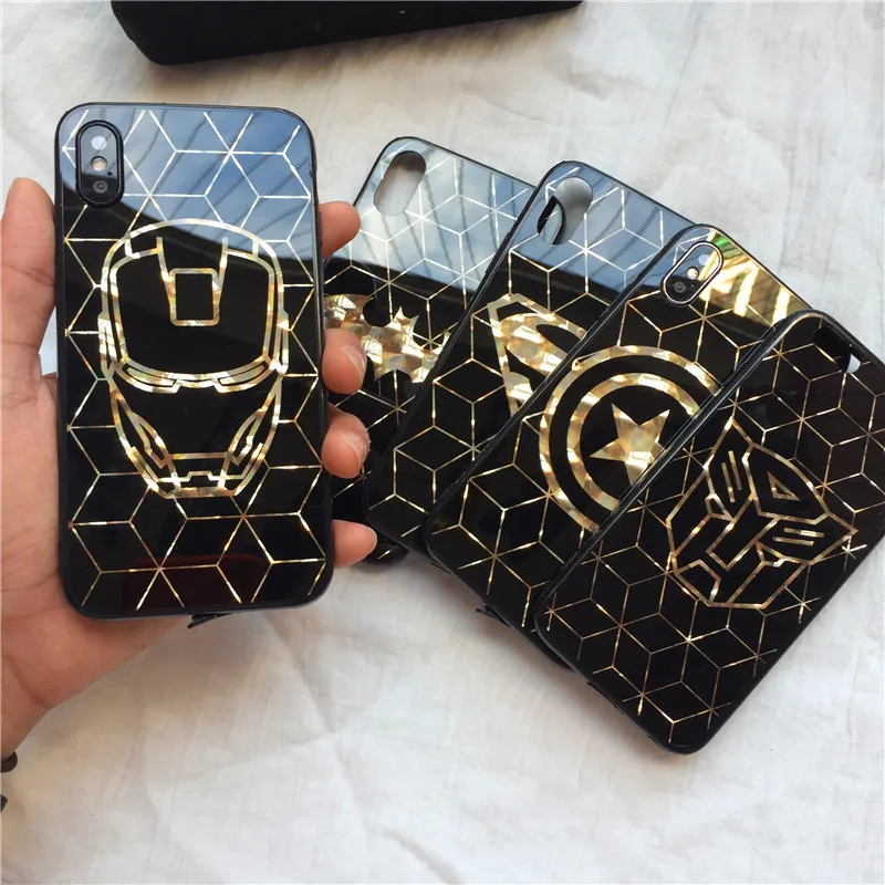

Superman Batman plating smooth Case For iPhone 7 8 6 6s Plus Case 3D Hard Back Cover For iPhone X Cover soft edge Fundas Coque