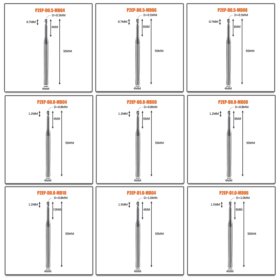 1 шт. 2 флейты cabide Концевая фреза d0.5-d2.0 для глубоких пазов фрезерные формы для изготовления длинных концевых фрез с ЧПУ Фрезерные фрезы торцевые фрезы