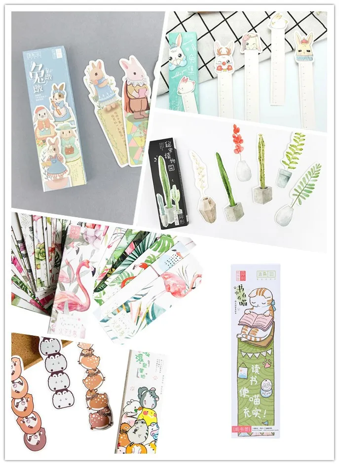 

30pcs/pack Cute Round Rolling Cat Plant Rabbit Bookmarks Seven Choices School And Office Suppliers