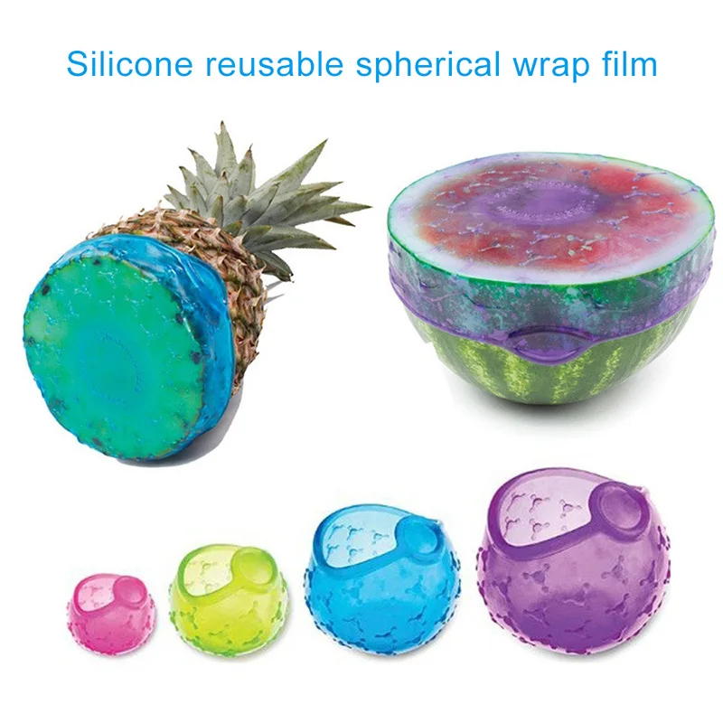 

4pcs Silicone Wrap Film Stretch Resuable Food Fresh Cover Sealer Kitchen Tools XH8Z AP03