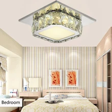 Square 12W LED Ceiling Light Crystal Stainless Steel Modern Ceiling Lamp Bedroom Lamp For Home Porch Corridor Kitchen Lighting square corridor corridor porch lamp light led crystal ceiling lamp balcony kitchen bathroom home ceiling light zh