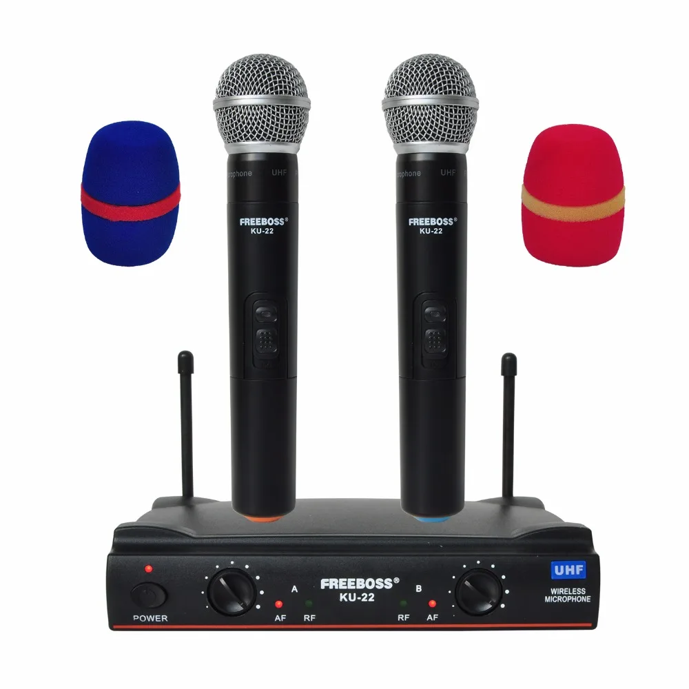 Freeboss KU 22 UHF большой радиус двухканальный 2 ручной передатчик микрофона