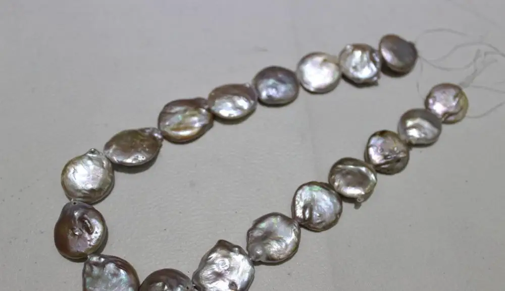 

Natural purple coin fresh water pearl necklace 19-20mm 15 No Metal"Handmade