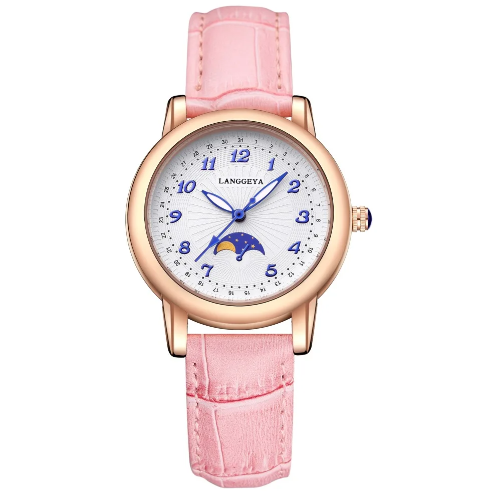 

High Quality new arrival watches women clock luxury branded watch 2016 leather ladies watch moon phases watch relogio feminino
