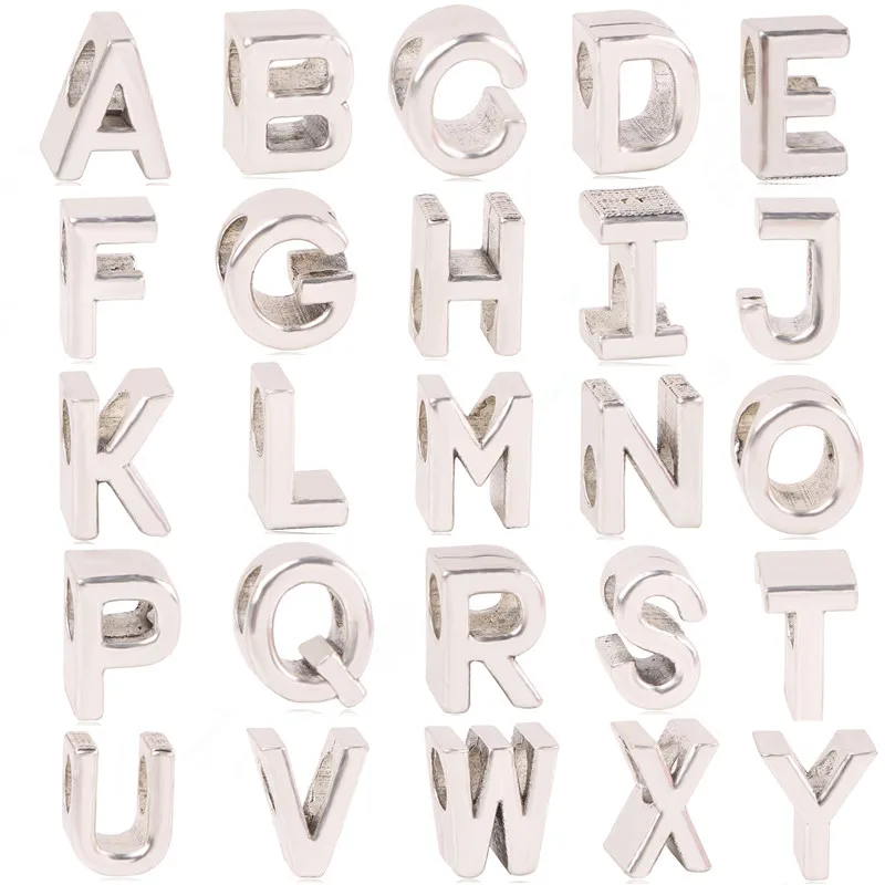 

Couqcy Simple Personality 26 Letter Beads Creative Combination Suitable For DIY Pandora Bracelet Jewelry European Charm