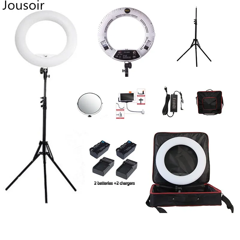 White FS-480II Yidoblo Pro Warm & cold adjustable make up LED Ring Light LED Lamp+ 2M light standing+Bag + Battery kit  CD50