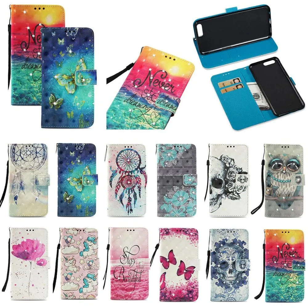 

3D Diamond Painted Owl Butterfly Unicorn Skull Flip Leather Case For Samsung galaxy M10 M20 M30 A10 A20 A30 A40 A50 A60 A70 A40S