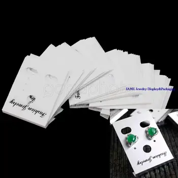 

New Arrival 100pcs Professional Plastic Earring Stand Ear Studs Holder Display Hang Cards White Free Shipping