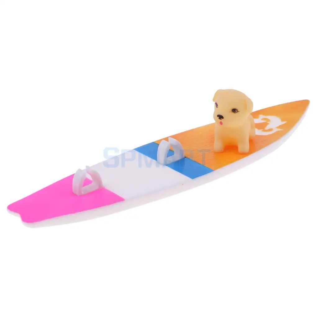 Wonderful 1:12 Scale Dollhouse Miniature Surfboard With Dog for 11.5 Inch Doll Accessories Living Room Furniture Decor