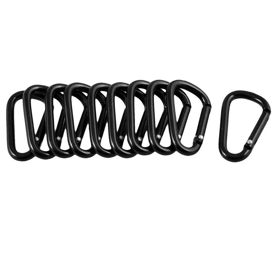 

10 Pcs Black D Shaped Aluminum Alloy Carabiner Hook Key chain climbing equipment Camping Hiking Climbing Accessory #YL1