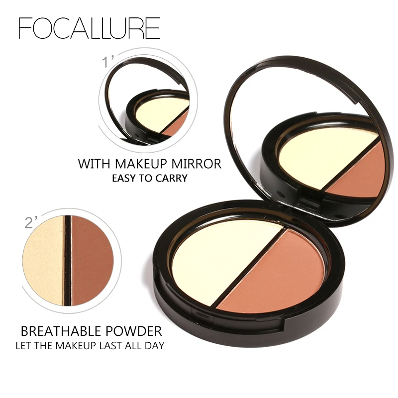 FOCALLURE крем-бронзатор для лица макияж пудра и хайлайтер палитра Brighten Contour Comestic