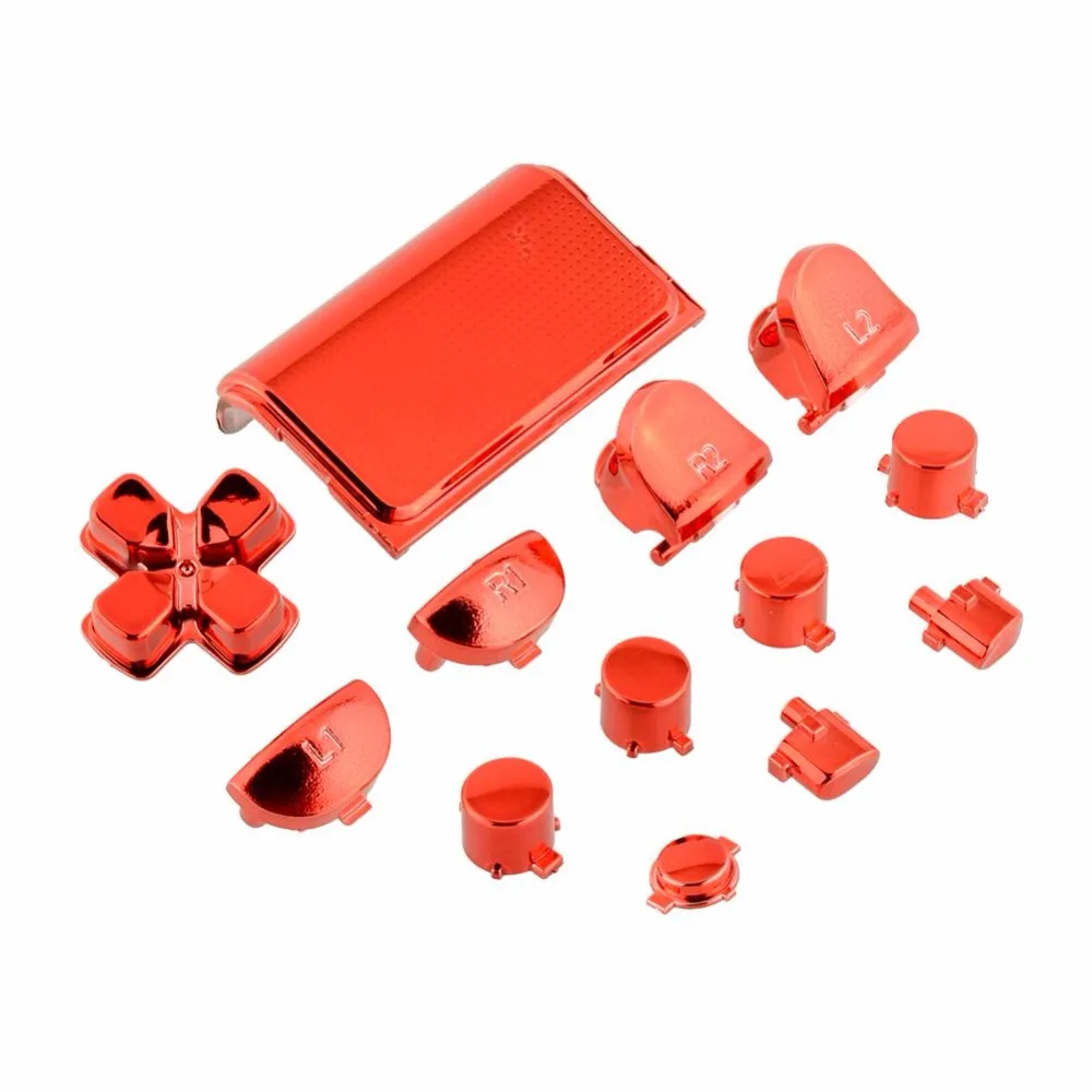 Gasky Full Buttons Mod Kits Chrome Red For PS4 font b Video b font font b