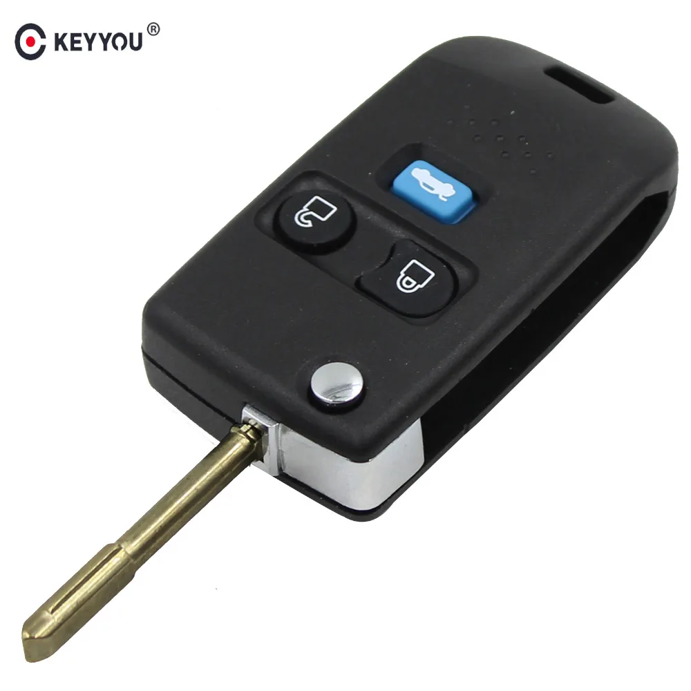 

KEYYOU 3 Buttons Modified Folding Remote Key Shell Fob For Ford Transit MK6 Maverick Connect 2000-2006 Flip Key Case Cover