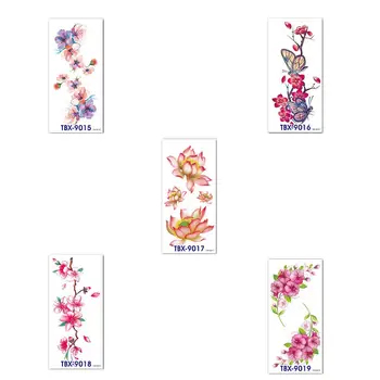 

5 Pcs Full Set Hot Waterproof Tattoo Stickers Beautiful Flowers and Plants Cool Boy Girl Love Body Art Painting Makeup Tattoo