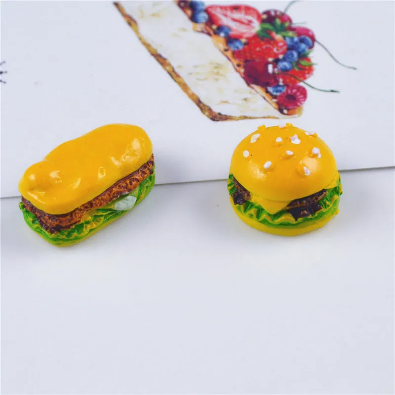 

Resin Simulation Food Play Hamburger Slime Stuffy DIY Small Jewelry Accessories Playdough Tools Kids Toys Model Plasticine Tool