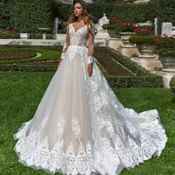 2019 Новое поступление Свадебные платья с аппликацией Линия с юбка Vestido De Novia пуговицы на спине китайское свадебное платье плюс Размеры