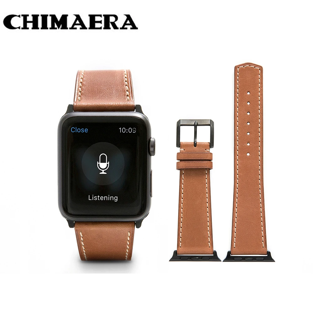CHIMAERA желтый коричневый кофейный ремешок из натуральной кожи для часов Iwatch Apple Watch