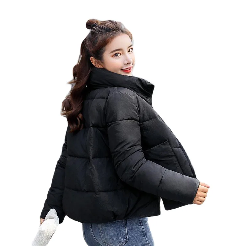 

2018 Women Jacket Winter Coats Ladies Parka Winter Female Solid Color Short High Quality Black Coat Women Winter Jackets A039