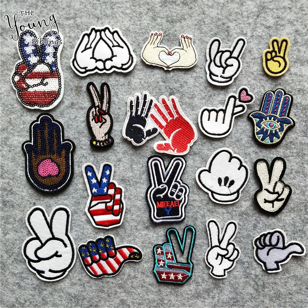 

High quality Nail Hand Sequins Patches Iron On Or Sew Fabric Sticker For Clothes Badge Embroidered Appliques DIY Accessories