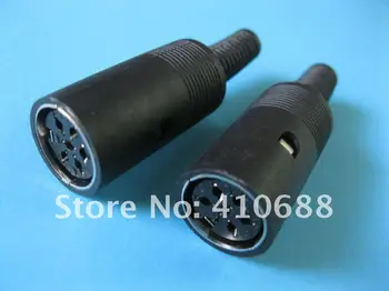 

100 Pcs DIN Jack Connector 6 Pin with Plastic Handle