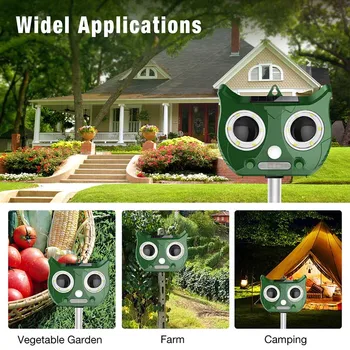 

New Hot Solar Ultrasonic Animal Repeller LED Flashing Light Waterproof for Farm Garden Lawn SMD66