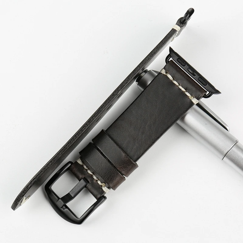 MAIKES Vintage Oil Wax Leather Strap For Apple Watch Band 42mm 38mm / 44mm 40mm Series 4/3/2/1 iWatch Black Bracelet Watchband MAIKES Vintage Oil Wax Leather Strap For Apple Watch Band 42mm 38mm / 44mm 40mm Series 4/3/2/1 iWatch Black Bracelet Watchband