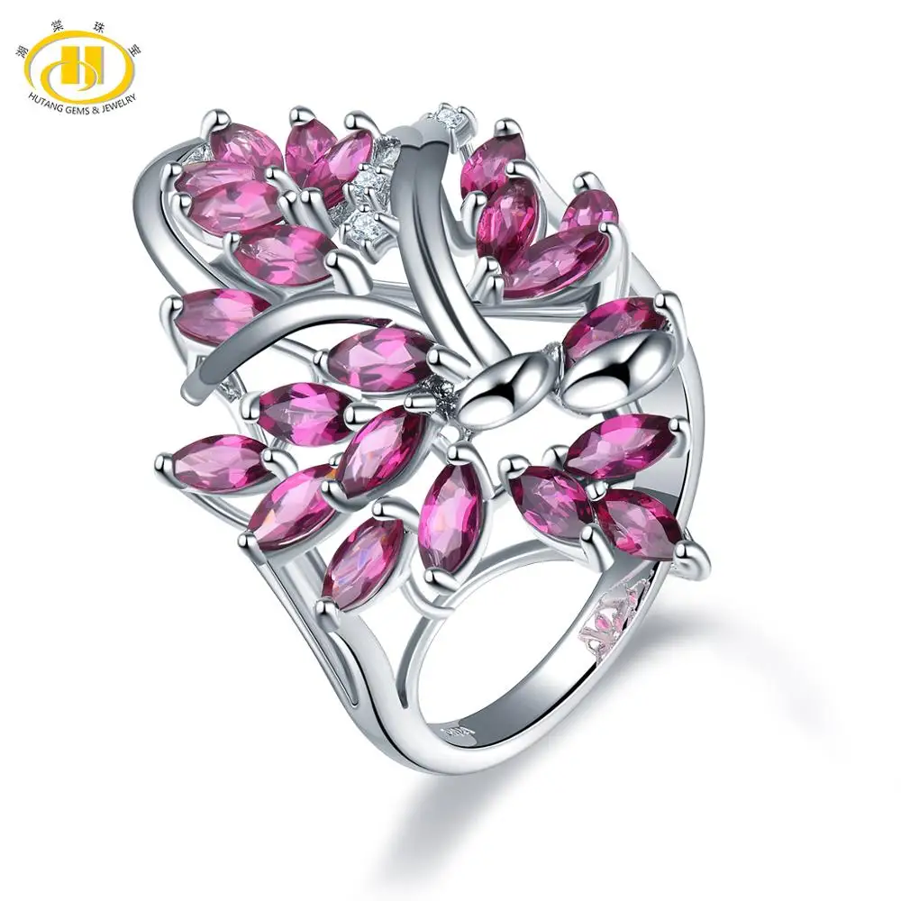 Hutang Rhodolite Garnet Rings 925 Silver Natural Gemstone Topaz Engagement Ring Fine Elegant Jewelry for Women's Best Gift New Hutang Rhodolite Garnet Rings 925 Silver Natural Gemstone Topaz Engagement Ring Fine Elegant Jewelry for Women's Best Gift New