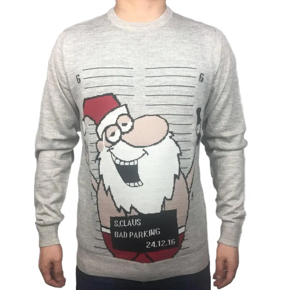 Забавные вязаные Уродливые Рождественские свитера для мужчин, милый вязаный пуловер с надписями в виде деда мороза, мужской безразмерный рождественский джемпер - Цвет: Version 1