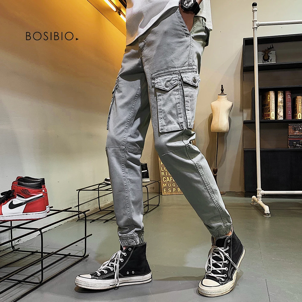 

2019 Tactical Pants Men's Cargo Pants Cotton Trousers Big Pockets Ankle-Length Pants New Arrival G3533