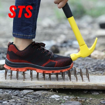 

Women's Breathable Steel Toe Cap Work Safety Shoes Women Outdoor Anti-slip Steel Puncture Proof Construction Safety Boots Shoes
