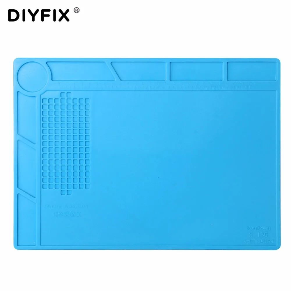 DIYFIX 35x25cm Heat Insulation Silicone Pad Electrical BGA Soldering Repair Station Maintenance Platform with Screw Location Mat