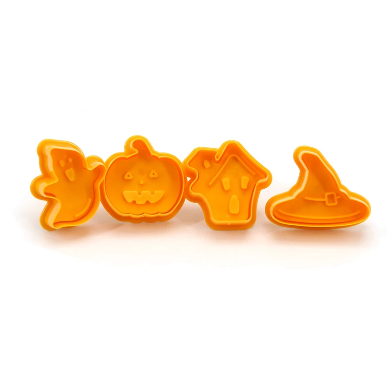 

Hallowen Cake Decorating Tools Halloween 4 PCS/Set Spring Pressed Cookie Biscuit Baking Mold