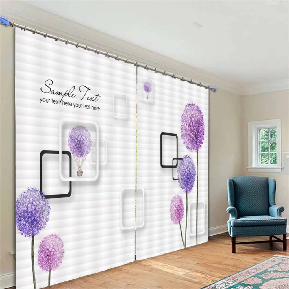 

Square dandelion 3D Window Curtains Living Room bedroom Drapes Rideaux factory Customized size shower Shading cloth