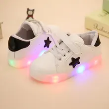 Светодиодный кроссовки, Осень-зима, детский разноцветный мигающий светодиодный свет, повседневная обувь для девочек, Звездные туфли для мальчиков с подсветкой