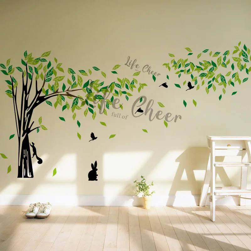  Animals With Tree Vinyl Wall Stickers Removable Large Size Kids Bedroom Decoration Branches Tall Tr - 33025336493