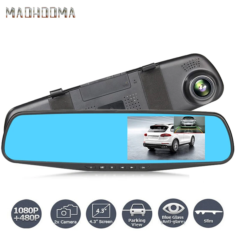 Автомобильный видеорегистратор с ночным видением, камера с зеркалом заднего вида, цифровой видеорегистратор, автомобильная видеокамера, видеорегистратор FHD 1080 P, двойной лен, регистратор