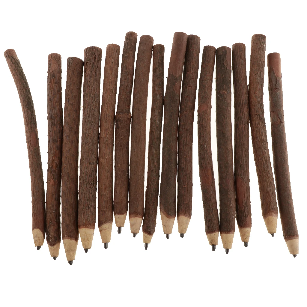 15pcs Shabby Chic Wooden Pencil Branch and Twig Graphite Pencil Crafts Writing Tool Decorative Stationery Novelty Gift 