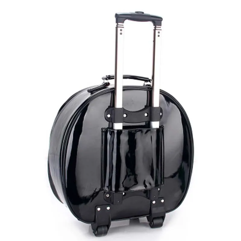 round suitcase with wheels