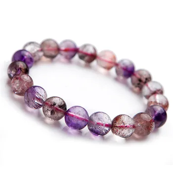 

10mm Genuine Natural Super Seven Melody Stone Bracelets Women Female Stretch Crystal Round Bead Bracelet