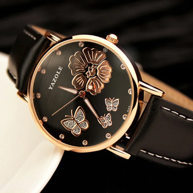 2018 New Fashion Yazole Butterfly Flower Bling Genuine Leather Quartz Wedding Wr 2018 New Fashion Yazole Butterfly Flower Bling Genuine Leather Quartz Wedding Wr